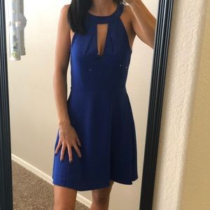 Royal blue mini skater dress